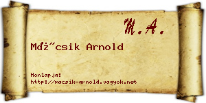 Mácsik Arnold névjegykártya