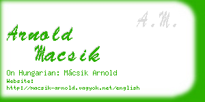 arnold macsik business card